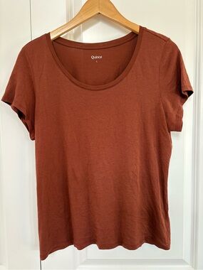 Quince Women's Modal Blend Short Sleeve Scoop Neck Tee — Rust